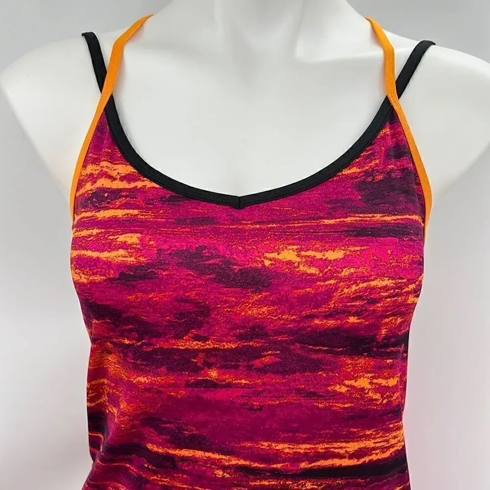 Champion bold bright magenta orange straps tank top